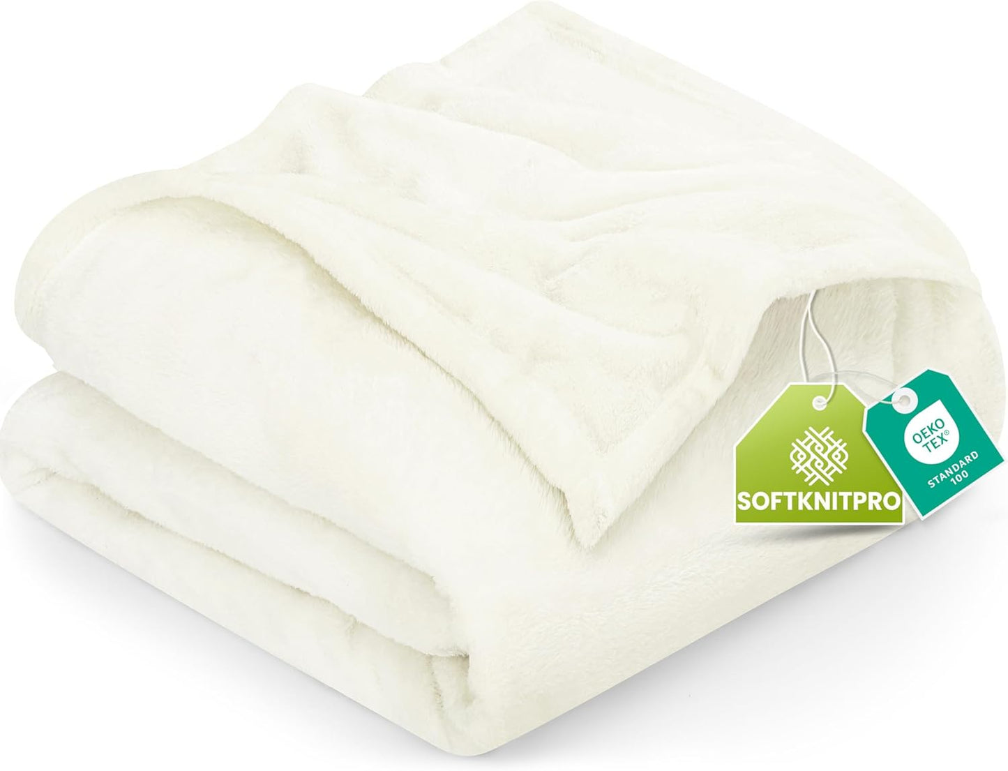 Utopia Bedding Fleece Blanket - Luxury Soft Anti-Static Microfiber | Queen Size Ivory (90x90 Inch)