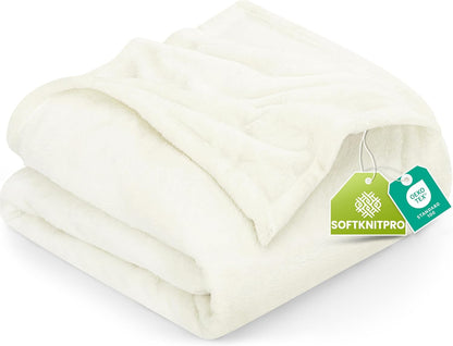 Utopia Bedding Fleece Blanket - Luxury Soft Anti-Static Microfiber | Queen Size Ivory (90x90 Inch)
