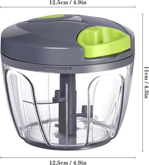 Cambom Manual Food Chopper - BPA-Free Vegetable Cutter for Onions, Fruits & Nuts | 650ml Gray