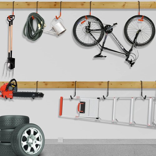 HUPBIPY Rafter Hanger - Large Garage Hooks for Bike Storage | Non-Slip Organizer (12 Pack, Black)