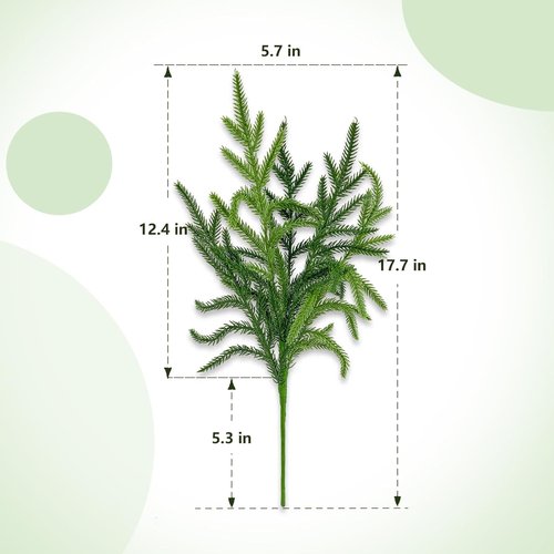 Bdor 12 Pack Norfolk Pine Branches - 18 Inch Faux Greenery Sprays for Holiday Decor & Centerpieces