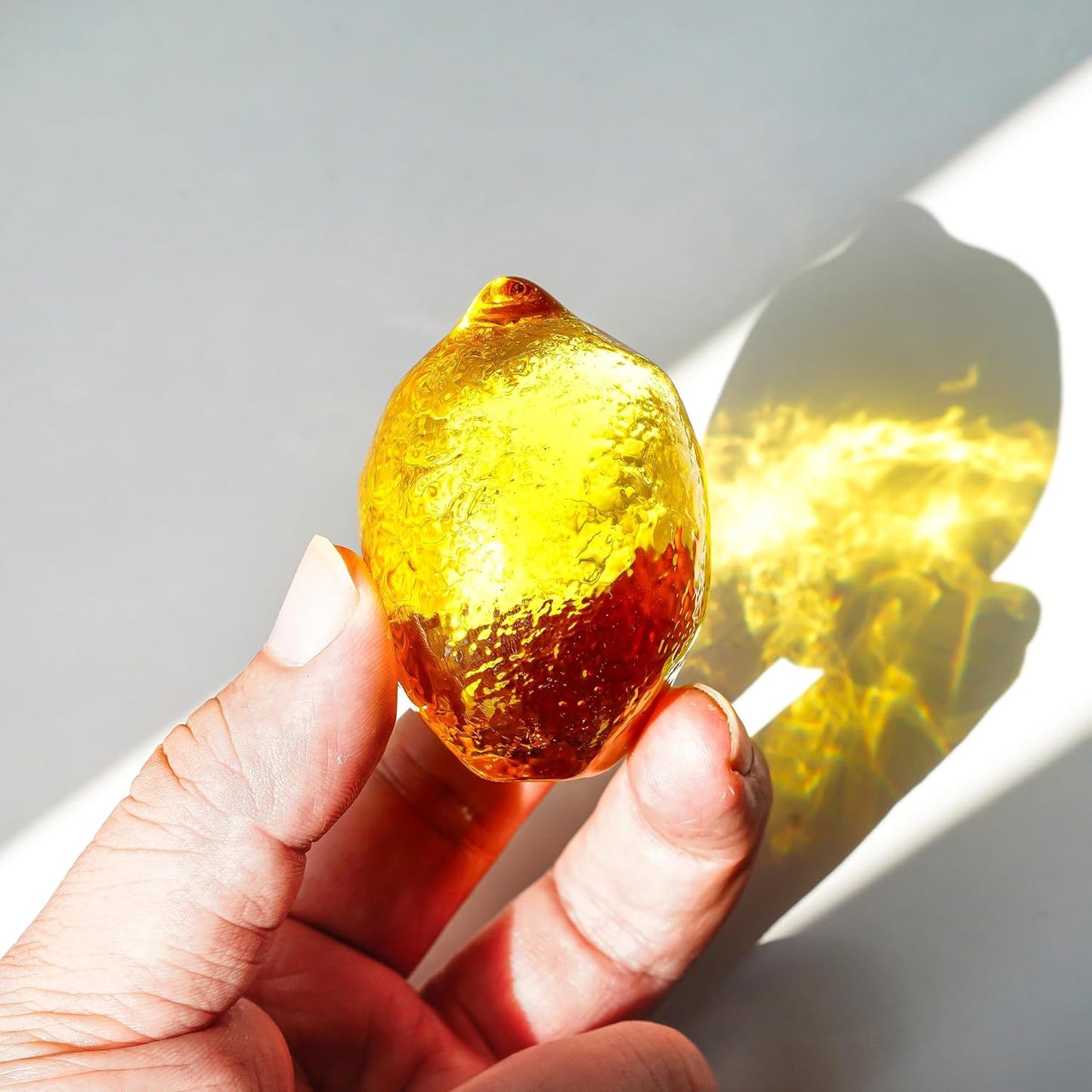 Skiennix Glass Lemon Figurine | Decorative Fruit Ornament for Home & Office | 1.7 x 2.3 Inches