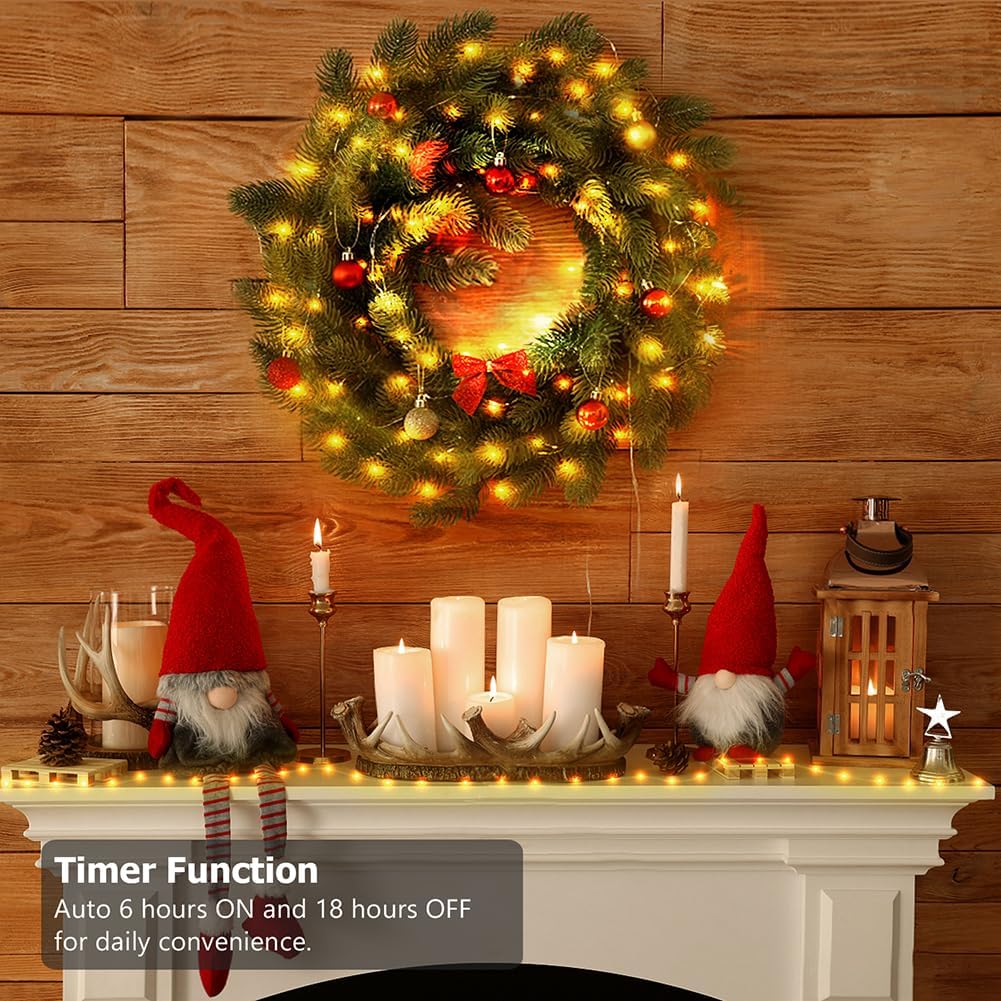 Skiennix 50 LED Battery Operated String Lights - 16.5ft Fairy Lights with Remote & Timer for Indoor/Outdoor Decor - Warm White