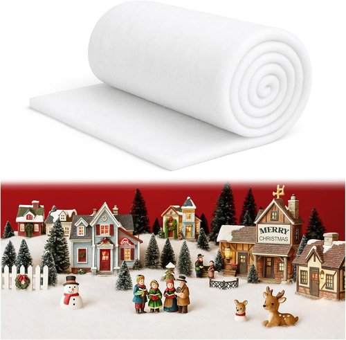 Christmas Fake Snow Blanket - 5 Pack Thick Fluffy 3x8 FT White Artificial Snow for Winter Decor