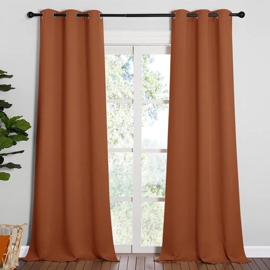 NICETOWN Room Darkening Drapes - Light Blocking Curtain Panels for Nursery & Bedroom (Burnt Orange, 42" x 95", 1 Pair)