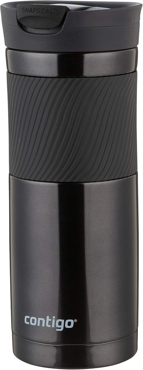 Contigo Byron Travel Mug - Stainless Steel Thermal Flask | Leakproof Design, 590 ml, Black