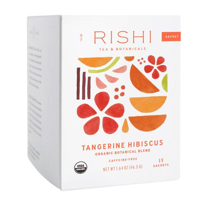 Rishi Tea Tangerine Hibiscus Herbal Tea - Organic, Caffeine Free Sachet Bags, Hibiscus Botanical Blend - 15 Count (Pack of 1)