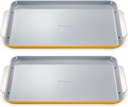Caraway Non-Stick Ceramic Baking Sheet Duo - Eco-Friendly, PTFE & PFOA Free - Ideal for Baking & Roasting - Large (18" x 13") - Marigold