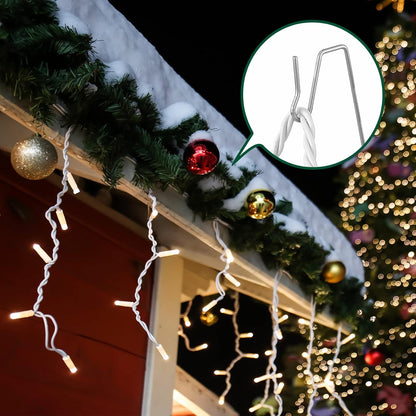 Skiennix 100-Count Metal Gutter Hooks - Durable Outdoor Christmas Light Hangers for Easy Installation