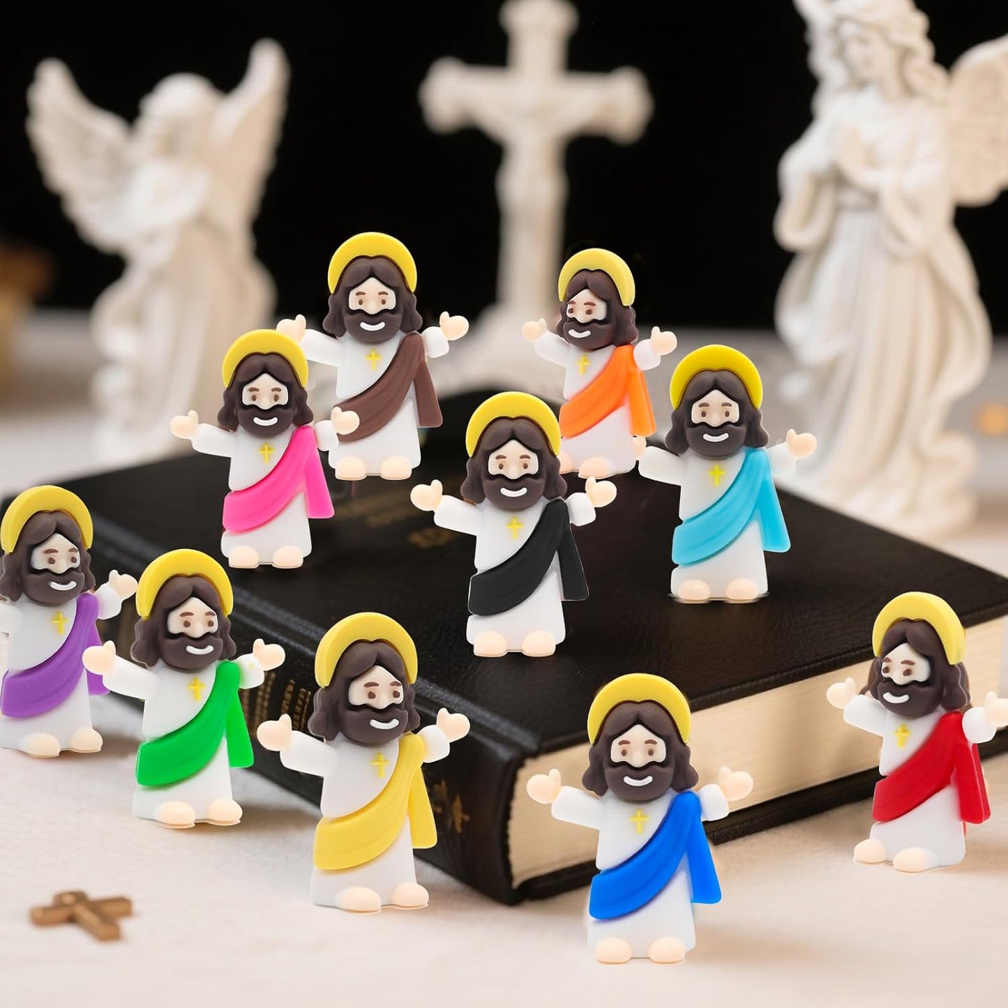 Yelakey Mini Jesus Figures - 50 Pack Pocket-Sized Christ Figurines | Perfect for Religious Party Favors