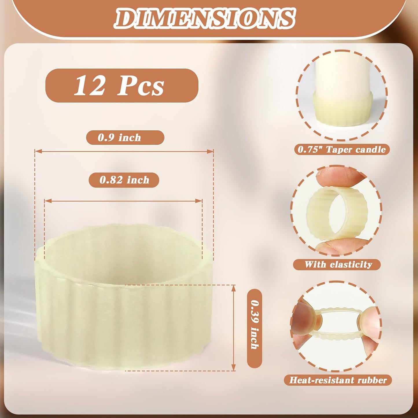 Skiennix Silicone Candle Grippers - 12 Pack Flexible Holders for Taper Candles | Fits 3/4 Inch Diameter