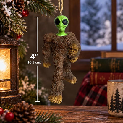 Alien in Bigfoot Costume Christmas Ornament – 4" Funny Holiday Decor (Variation: 4" Alien in Bigfoot Costume)