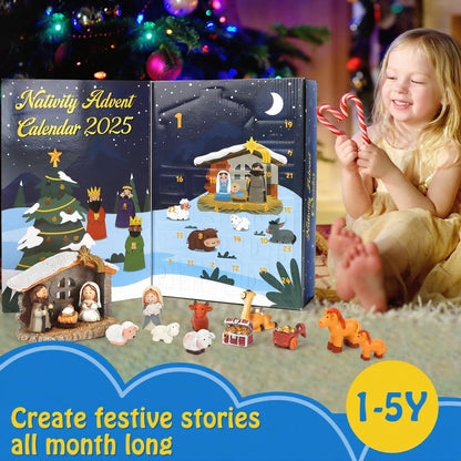 Nativity Advent Calendar 2026 for Kids - 24-Day Christmas Countdown Set | Perfect for Ages 1-5+