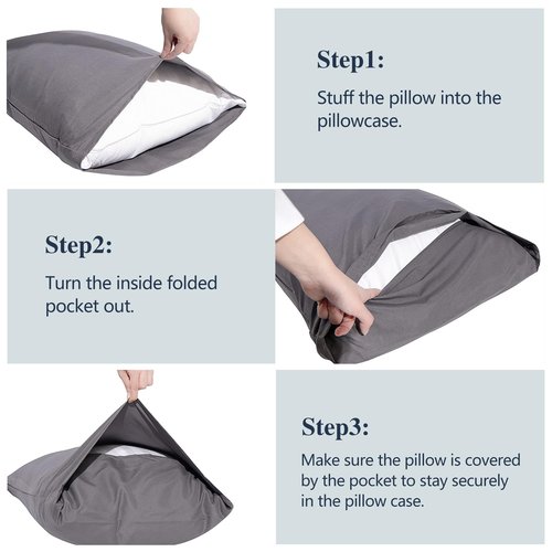 Nuzzle Pillow Cases King Size, 100% Cotton Pillowcases with Envelope Closure, White Pillow Covers 20 x 36 inches, Pillow Protector with 300 Thread Count Soft and Breathable