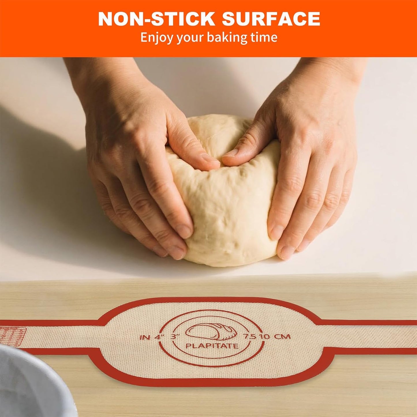 PLAPITATE Silicone Bread Sling | Non-Stick Oval Baking Mat for Easy Sourdough Transfer - 2 Red Set