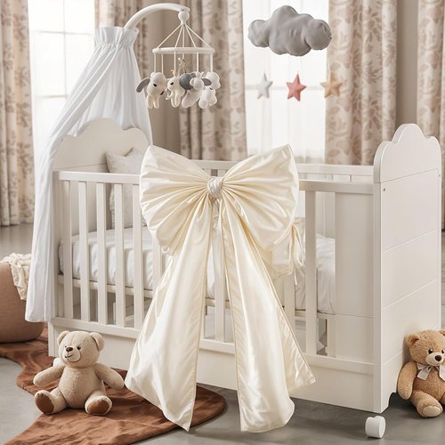 Giant Bow Decoration - Large Cream White Coquette Bow for Birthday Party & Wedding Decor | Satin Finish