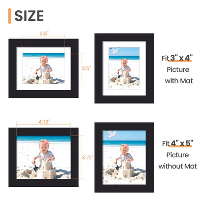 upsimples 4x5 Picture Frame, Display Pictures 3x4 with Mat or 4x5 Without, Wall Hanging Photo Frame, Black, 1 Pack