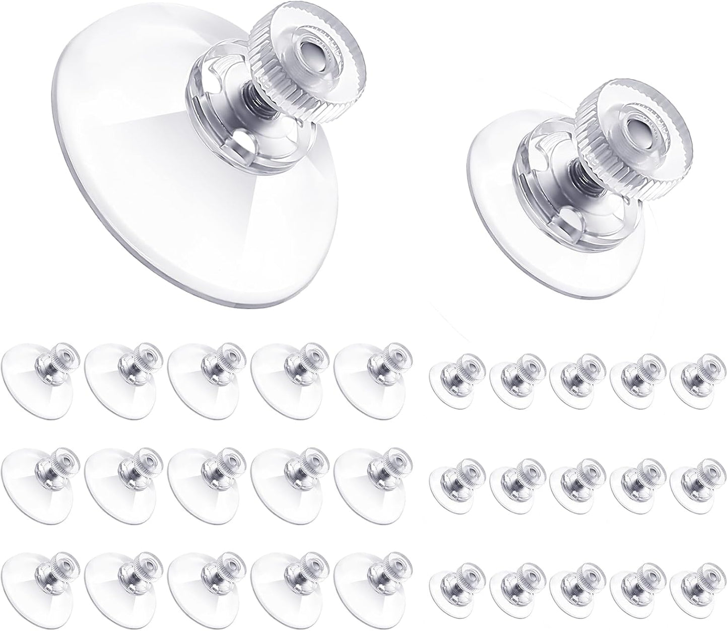Teenyyou Adhesive Suction Cups - 30 Packs of Clear PVC Sucker Pads for Windows, Walls & Car Glass