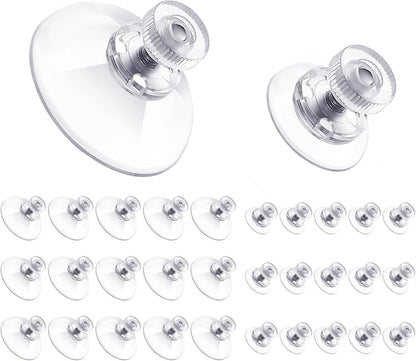 Teenyyou Adhesive Suction Cups - 30 Packs of Clear PVC Sucker Pads for Windows, Walls & Car Glass