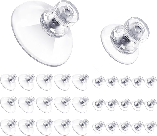Teenyyou Adhesive Suction Cups - 30 Packs of Clear PVC Sucker Pads for Windows, Walls & Car Glass