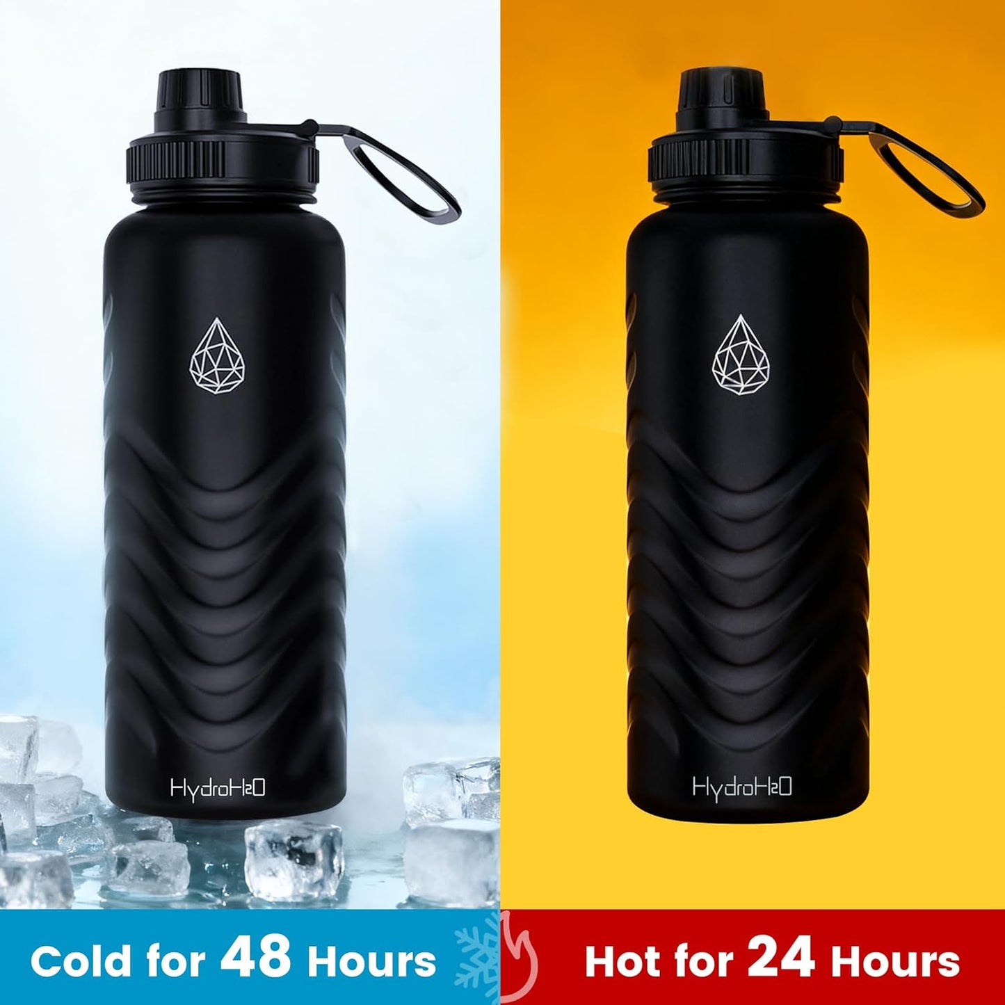 Skiennix 32oz Stainless Steel Insulated Water Bottle - 48H Cold & 24H Hot, Leak-Proof, BPA-Free | Black