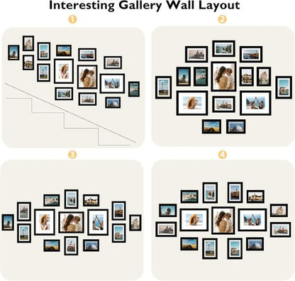 JCJMY Picture Frames Collage Set - 15 Pack Multi-Sized Wall Decor for Family Photos | Black