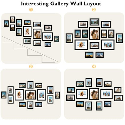 JCJMY 15 Pack Picture Frames Collage Wall Decor for Wall Hanging or Tabletop, Gallery Wall Frame Set for Family, Multi Sizes Photo Frames Collage Including 3Pcs 8x10, 6Pcs 5x7, 6Pcs 4x6, Black