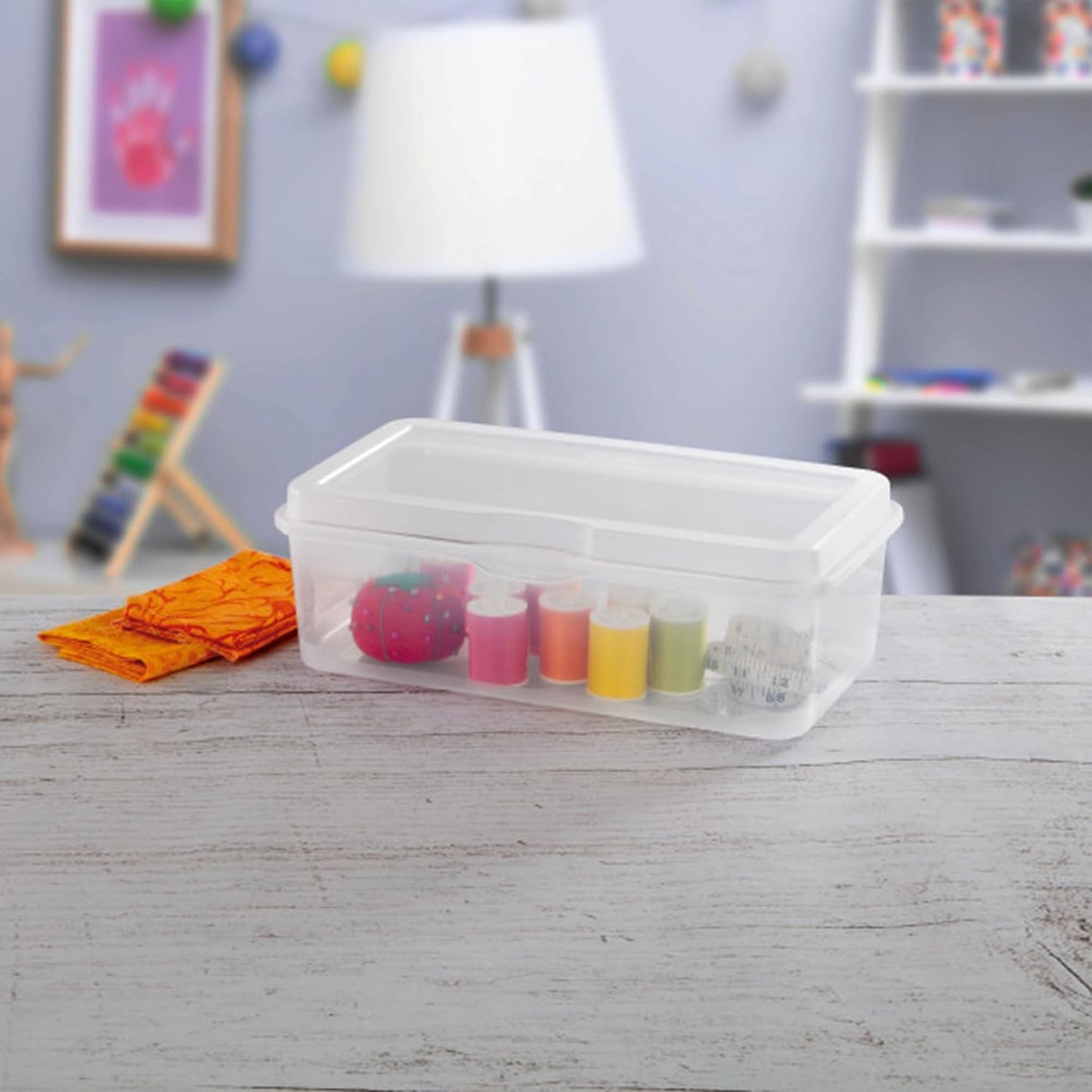 Sterilite 6-Pack Rectangular Clear Plastic Storage Boxes - Stackable Flip-Top Organizers for Crafts, Photos & More