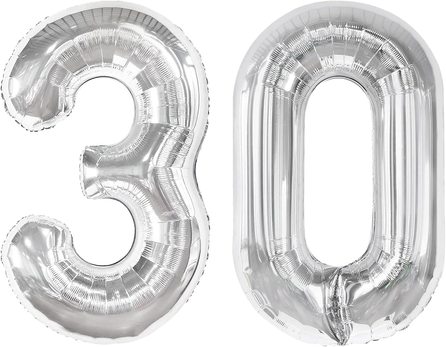 Silver Number 30 Balloon - 40 Inch 30th Birthday Decoration for Kids & Adults | Perfect Party Supplies
