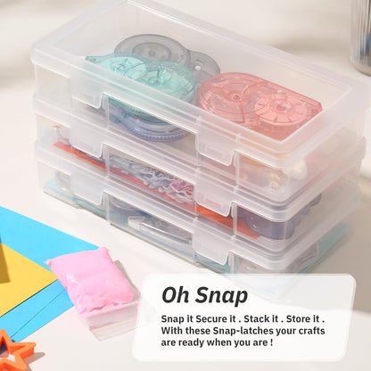 Novelinks Plastic Small Storage Bins - Stackable Clear Containers with Lids for Organizing (9 Pack)