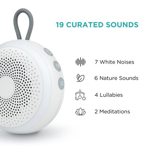 LittleHippo White Noise Machine | Portable Sound Machine for Babies, Kids, Adults | Sleep Soother | 19 Soothing Sounds | Long Battery Life | Travel, Registry, Baby Shower, Gift