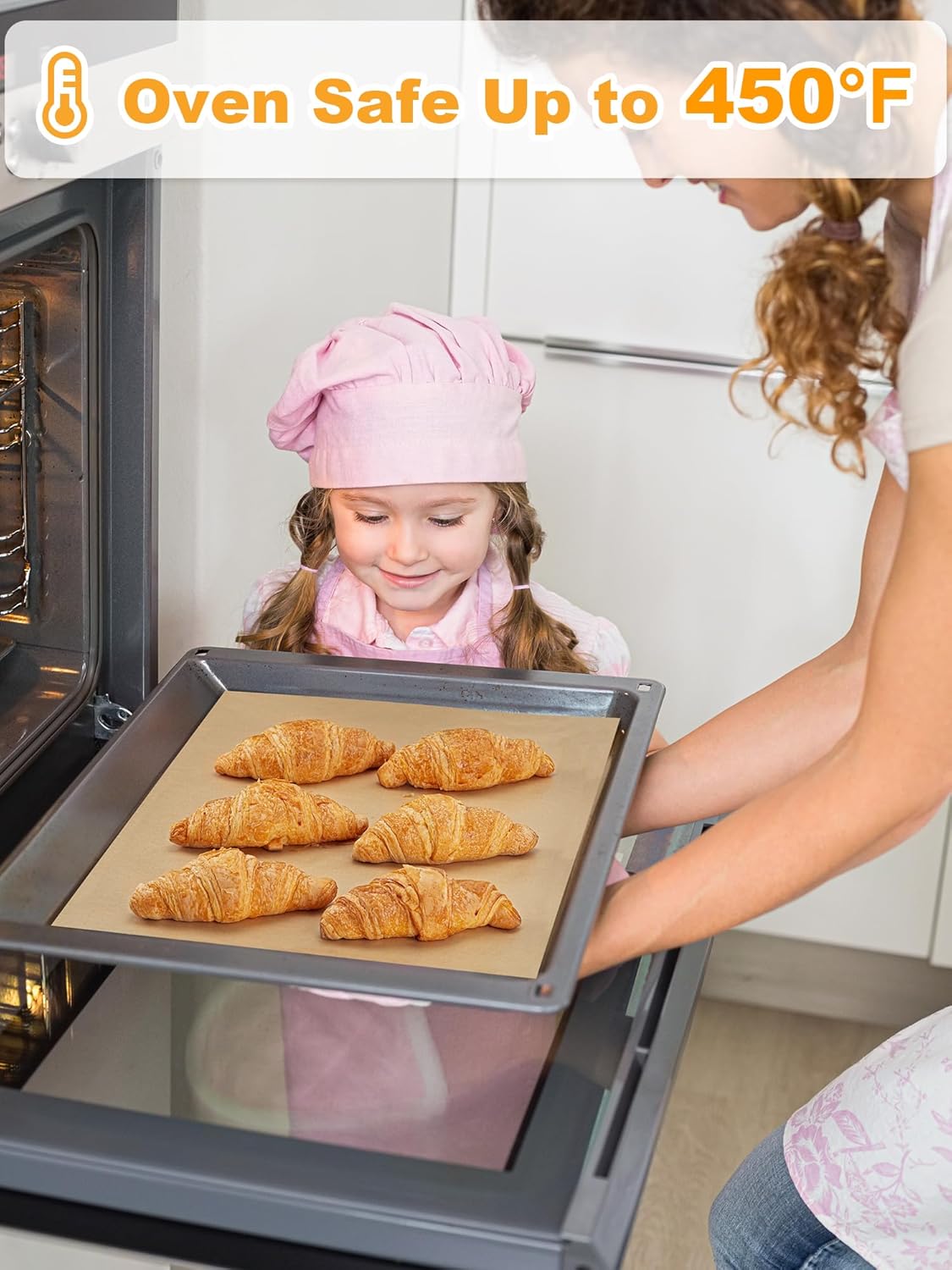 SMARTAKE Parchment Paper Roll - Non-Stick Baking Sheets with Slide Cutter | 15" x 242 ft, Heavy Duty Unbleached