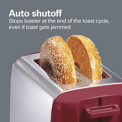 Hamilton Beach 2 Slice Toaster - Extra Wide Slots, Shade Selector & Auto-Shutoff | Red Finish