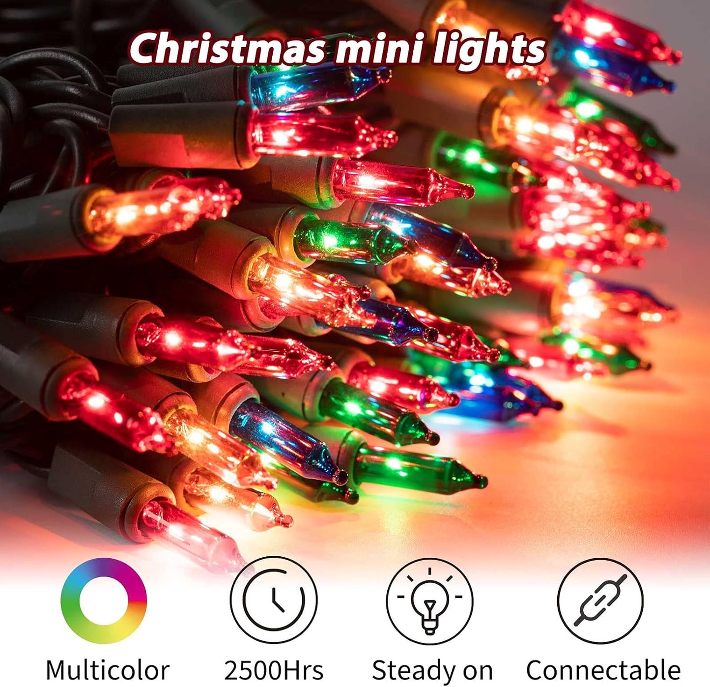 Minetom Clear Christmas Lights - 100 Count Mini String Lights | Waterproof 26.5 Feet for Indoor/Outdoor Decor