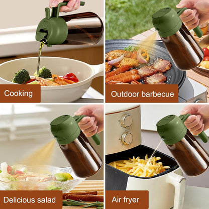 YARRAMATE 2Pcs Dark Brown Oil Sprayer - Food-Grade 2-in-1 Olive Oil Dispenser | 16oz for Cooking & BBQ