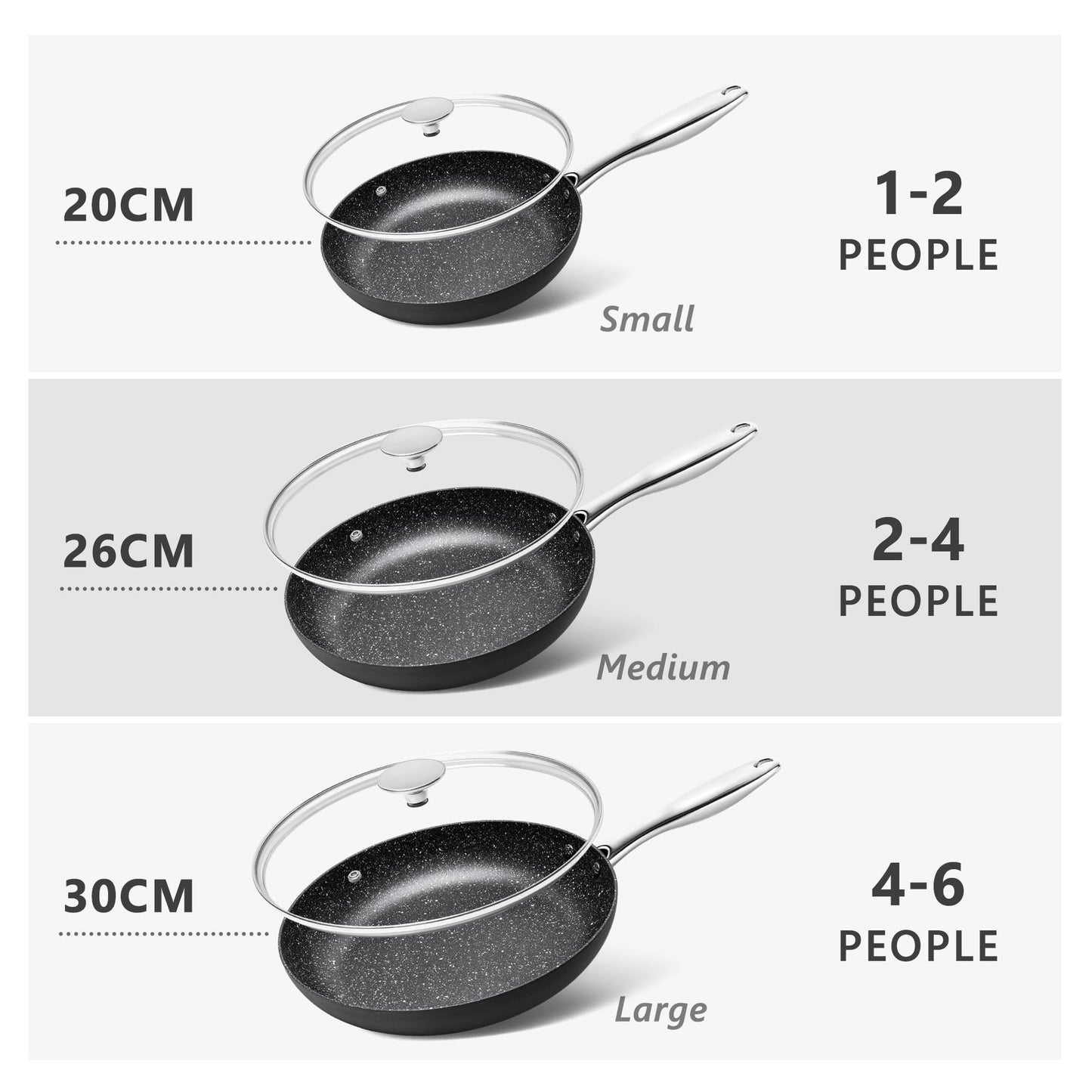 MICHELANGELO Small Frying Pan, Hard Anodized Nonstick with Granite-derived Coating, 8 Inch Skillet with Lid