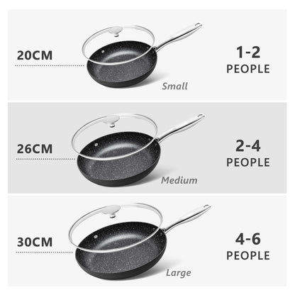 MICHELANGELO Small Frying Pan, Hard Anodized Nonstick with Granite-derived Coating, 8 Inch Skillet with Lid