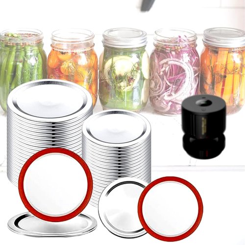 Mason Jar Lids by [Brand Name] - 48PCS Wide & Regular Mouth | No Date Reminder, Compatible with Vacuum Sealers