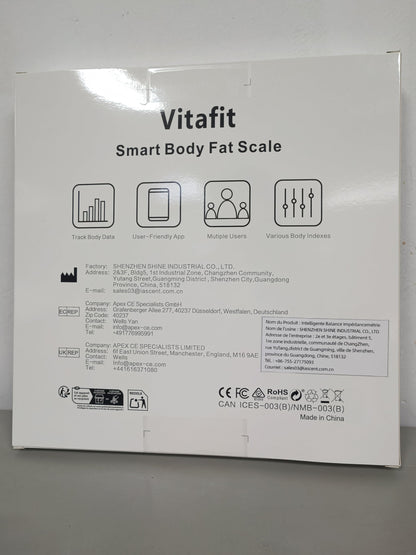 Vitafit Smart Scale for Body Weight, High Accuracy 0.1lb by Our Professional Factory Since 2001, Weight Scale App Sync 13 Body Composition with BMI, Body Fat and Muscle, 400lb, LED, Black