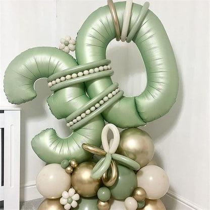 **Regine Switzerland Sage Green Number 6 Balloons - 40-Inch Olive Green Foil Helium Balloons for Birthday Celebrations**