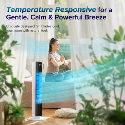 LEVOIT Tower Fan for Bedroom, Standing Fan that Blows Cold Air for Home, 28dB Quiet for Sleep, Remote, 90° Oscillation, 12H Timer, 25ft/s Velocity, 5 Speeds, 4 Modes, Bladeless 36 inch, White