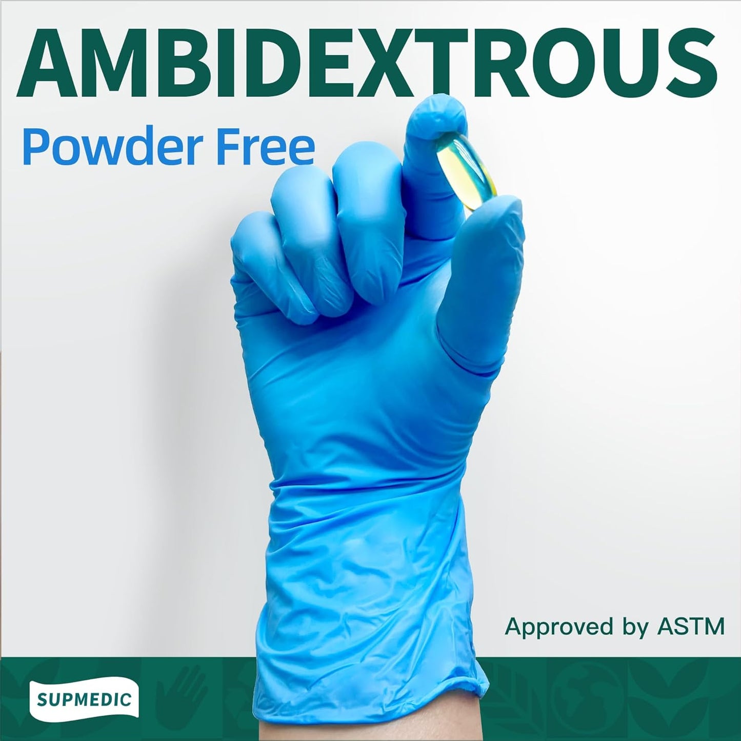 Supmedic Vinyl Disposable Exam Gloves - Powder-Free, Latex-Free, Food Grade - Blue, 100 Ct & 1000 Ct