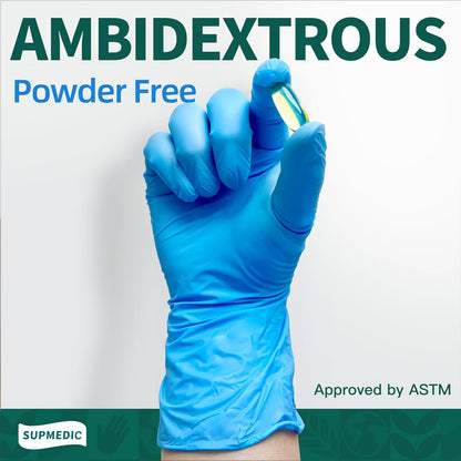 Supmedic Vinyl Disposable Exam Gloves - Powder-Free, Latex-Free, Food Grade - Blue, 100 Ct & 1000 Ct