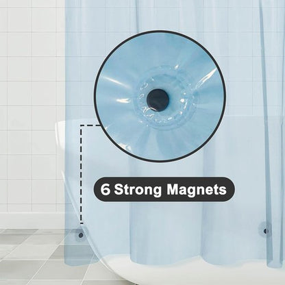 Barossa Design Clear Blue Shower Curtain Liner - PEVA Heavy Duty Shower Liner with 6 Magnets and Metal Grommets, 72" x 72" Waterproof Bathroom Curtains - Clear Blue