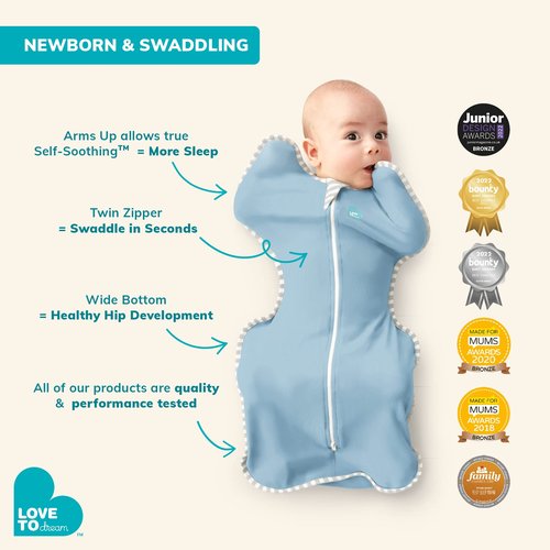 Love to Dream Swaddle UP, Baby Sleep Sack, Self-Soothing Swaddles for Newborns, Improves Sleep, Snug Fit Helps Calm Startle Reflex, New Born Essentials for Baby, 1.0 TOG, Small 5-8.5 lbs, Dreamer