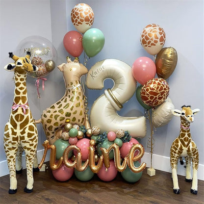 Skiennix 40-Inch Beige Foil Number Balloons Set | Self-Inflating 0-9 for Birthday & Anniversary Decor
