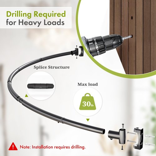 AmazerBath 20-84 Inches Arched Curved Shower Curtain Rod, Heavy Duty Shower Rod Rust Proof Bathroom Curtain Rod, Adjustable Telescoping Design Easy Segmented Installation, Need to Drill, Black