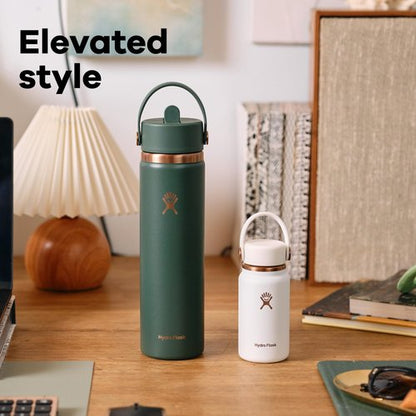 Hydro Flask Water Bottle - Insulated Stainless Steel with Wide Straw Lid | 24 Oz Black Arc, Leakproof
