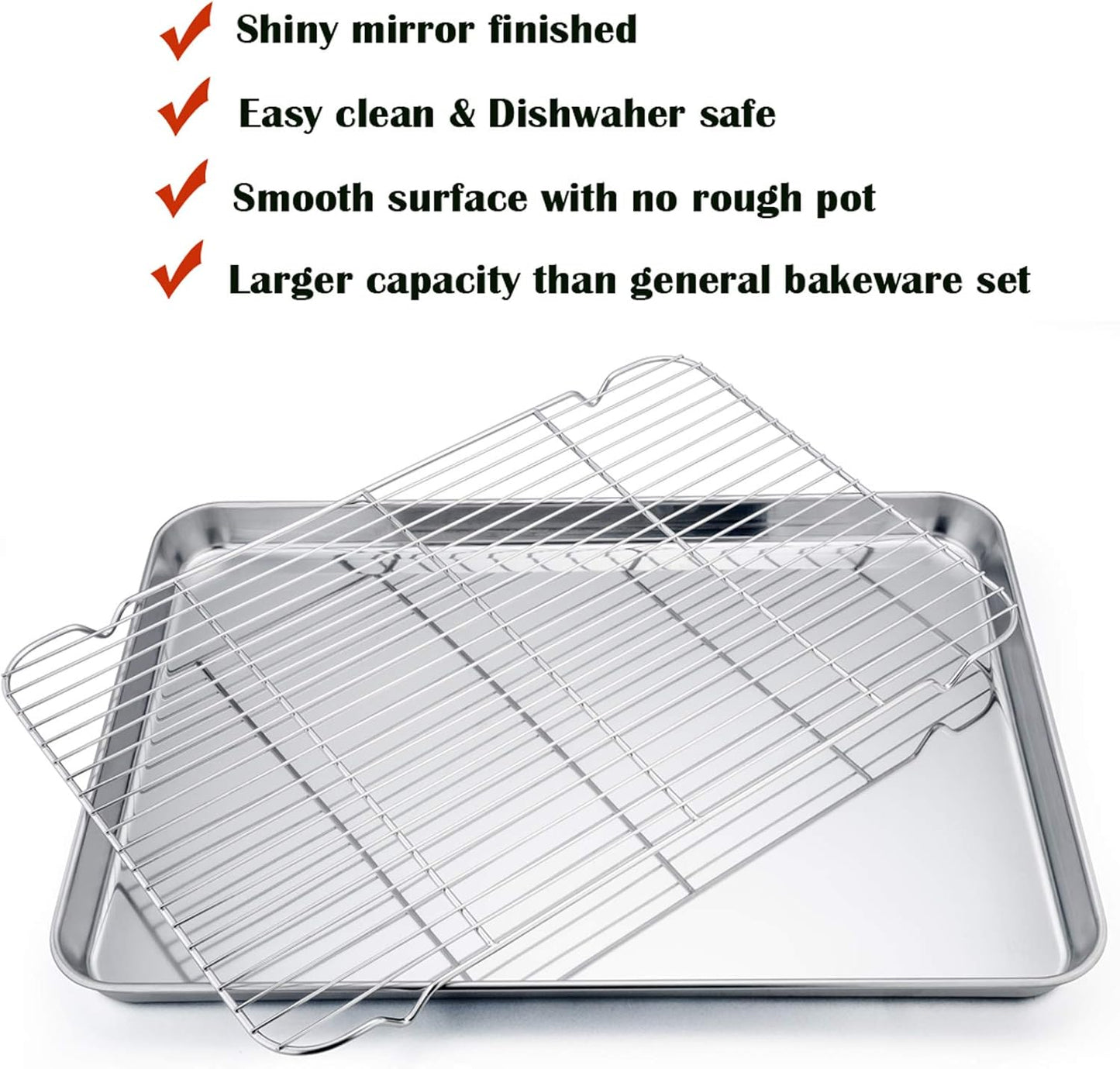 P&P CHEF Baking Sheet Pan Set - 19.6 Inch Stainless Steel Cookie Tray with Cooling Rack | Non-Toxic & Dishwasher Safe