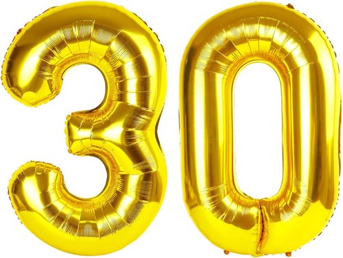 30th Birthday Decorations - Gold Number 30 Balloons for Memorable Celebrations | Perfect for Parties